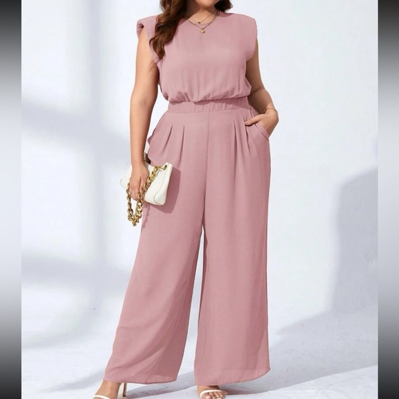 Plus size navy blue wide leg jumpsuit - Picture 12 of 13